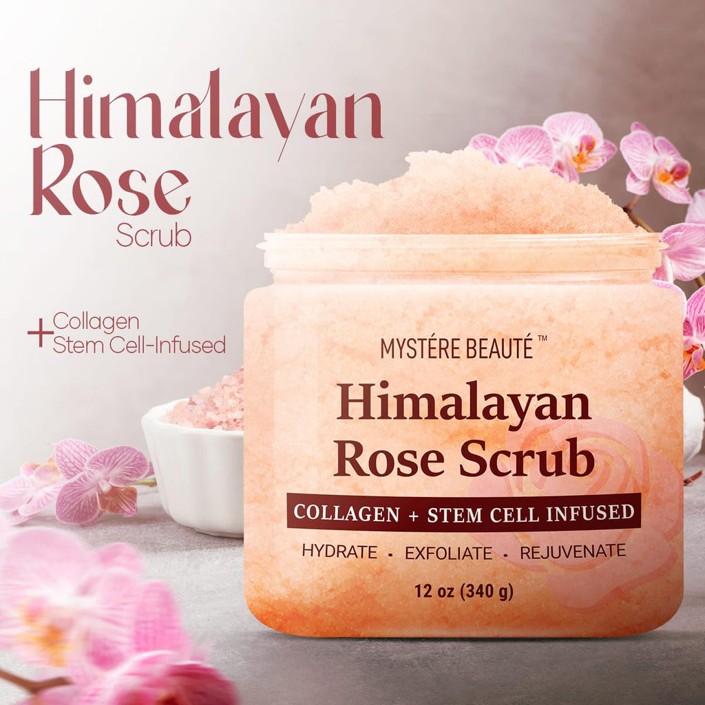 Himalayan Salt Body Scrub with Collagen & Rose Oil - Twin Pack (12 Oz X 2)
