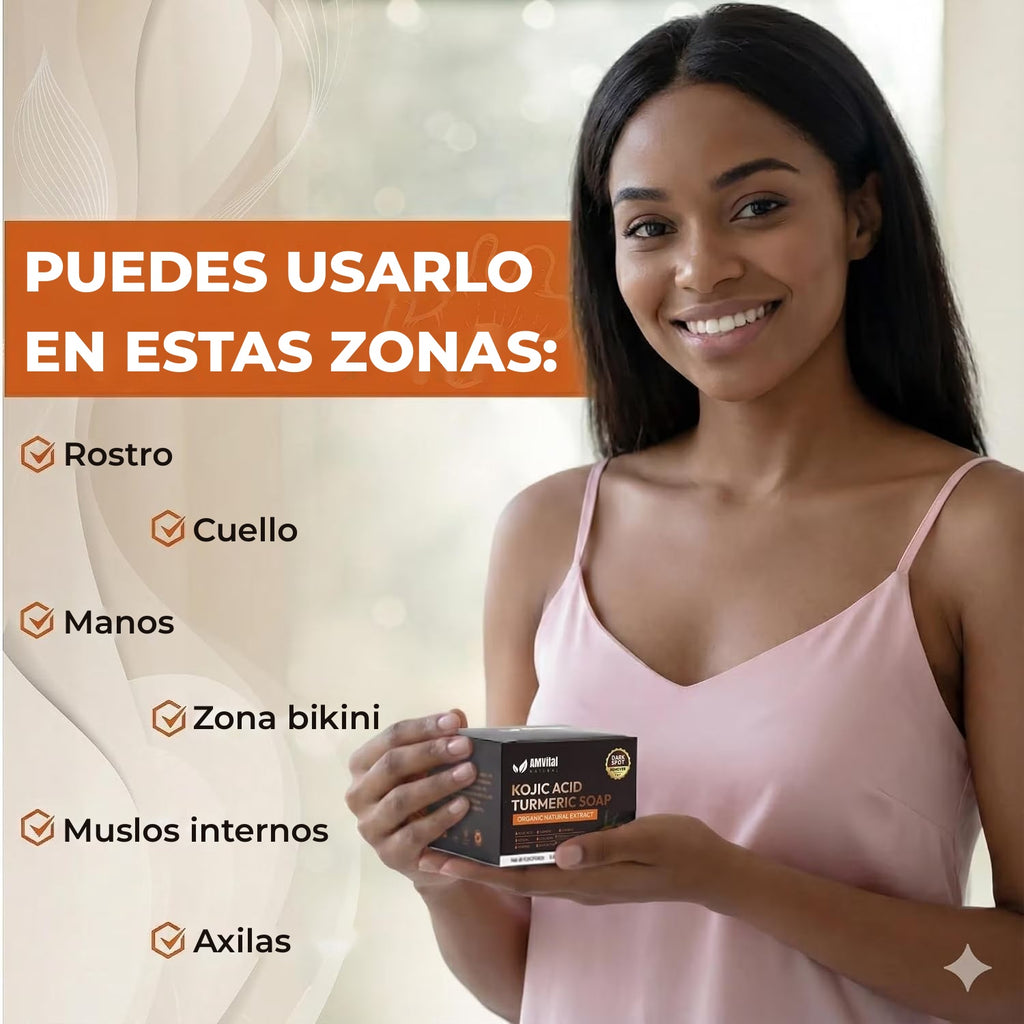 Barra de Jabón de Cúrcuma y Ácido Kójico Paquete de 3 para Cuerpo y Rostro, Hecha con Ingredientes Naturales, Jabón Suave, para Todo Tipo de Piel