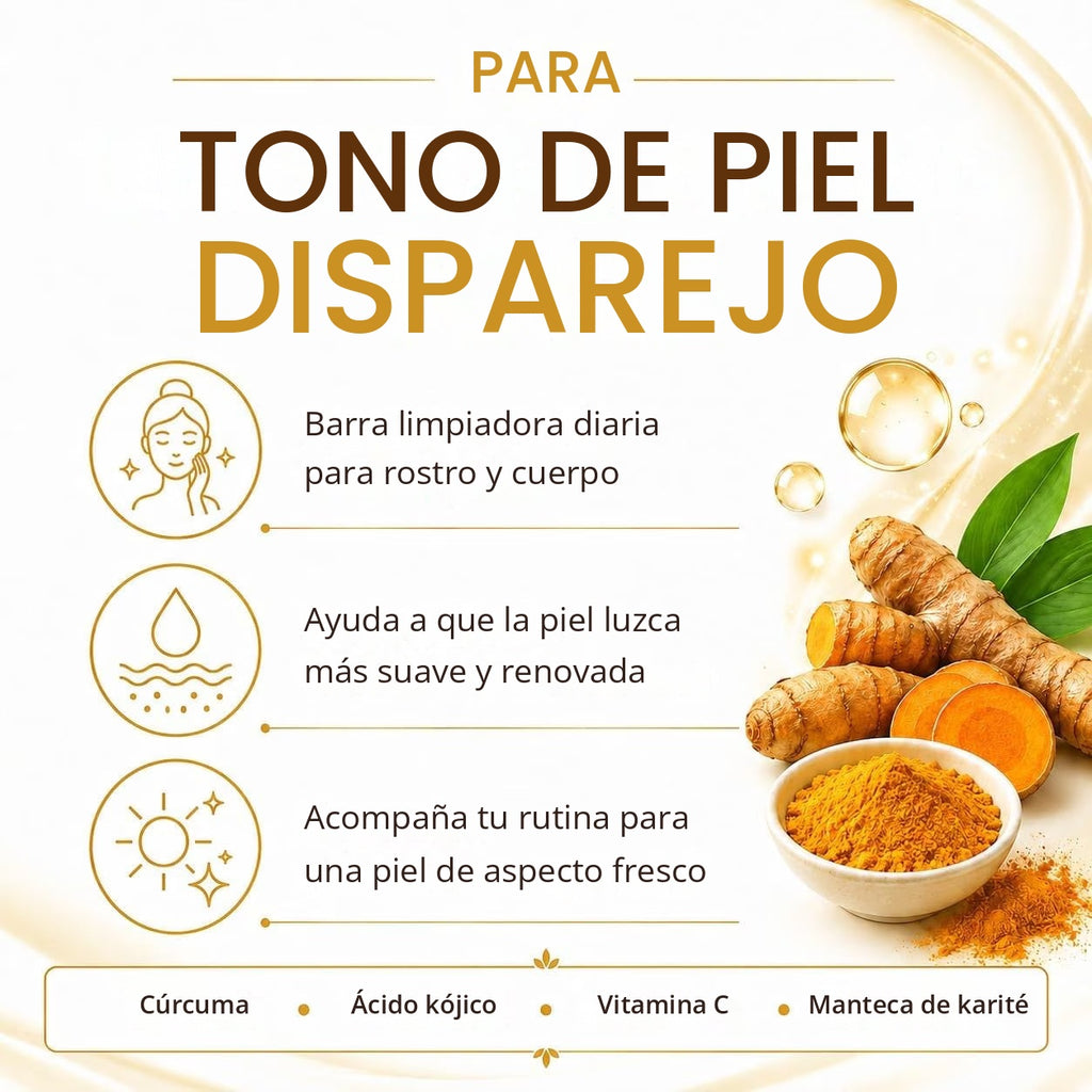 Barra de Jabón de Cúrcuma y Ácido Kójico Paquete de 3 para Cuerpo y Rostro, Hecha con Ingredientes Naturales, Jabón Suave, para Todo Tipo de Piel