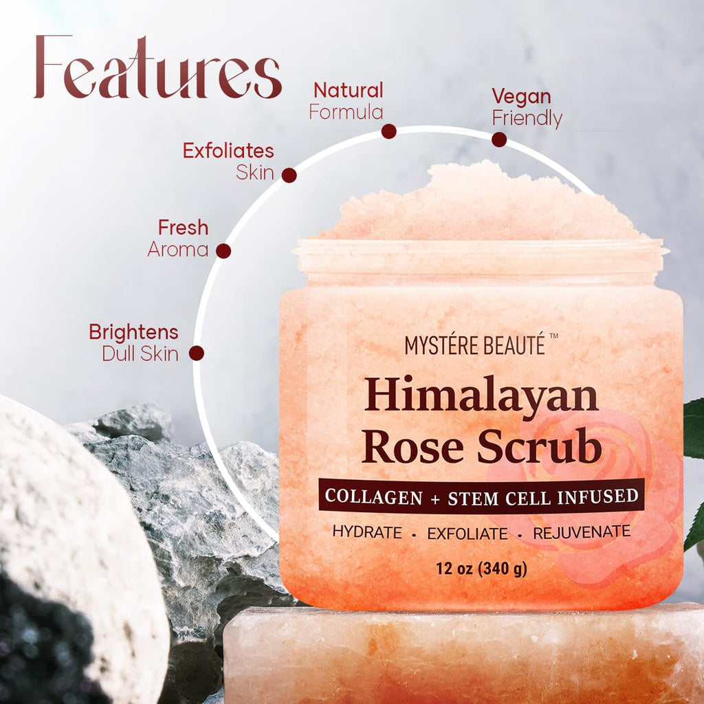 Himalayan Salt Body Scrub with Collagen & Rose Oil - Twin Pack (12 Oz X 2)